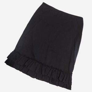 Black Ruffle Hem Cotton Skirt
